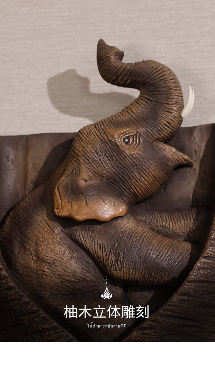 木彫りの大きい象チーク材 木彫りの大きい象チーク材 タイの木製象の彫刻 - 東南アジアの壁飾り