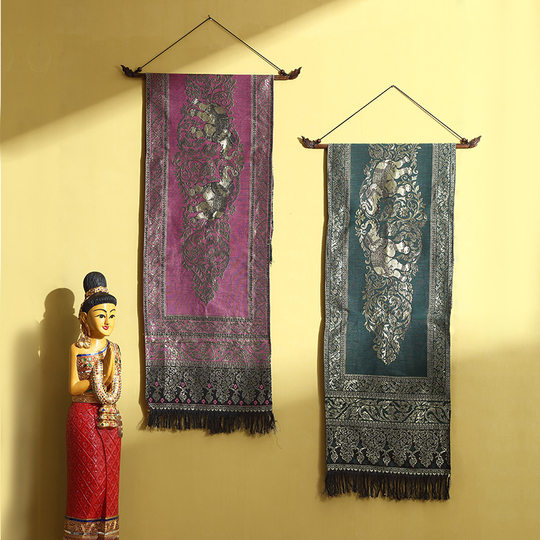 Tapisserie Murale Indienne En Coton Fait Main – Motifs Fleuris Avec Miroirs, Vintage 1,4x1,4 Pieds