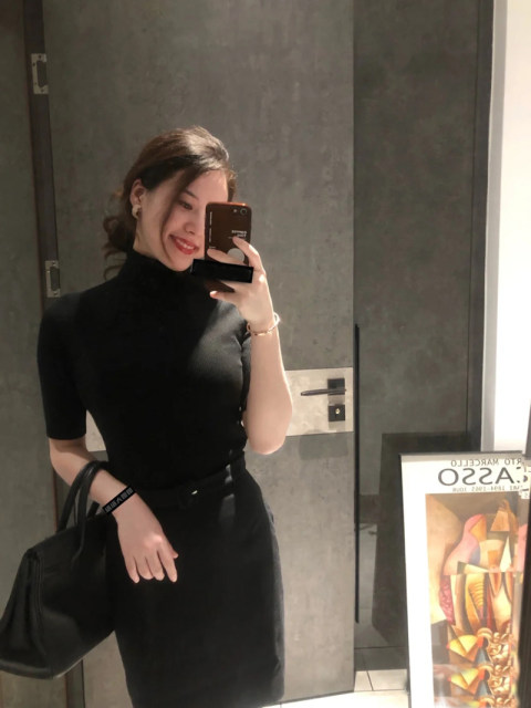 22 autumn and winter new women's clothing OL commuter base wool turtleneck mid-sleeved knitted splicing fake two-piece skirt dress
