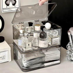 Acrylic Desktop Storage Box, Transparent Dust-Proof Organizer Box, Cosmetics Storage Box for Bedroom, Dormitory, Office, with Lid, Miscellaneous Items Box