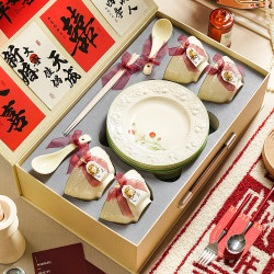 Ceramic dinner plate, tableware set, bowl, household 2025 new high-looking wedding gift, engagement box, practical
