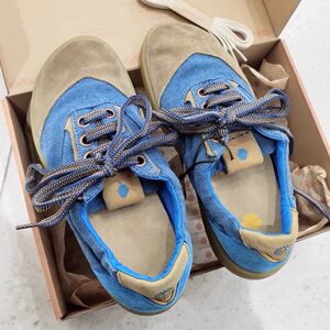 
Spanish handmade shoes retro casual board shoes women's genuine leather thick sole single shoes canvas training shoes color-blocking Forrest Gump shoes