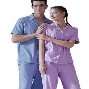 Little nurse Tiansi pajamas Male and ladies in summer thin high -end long velvet cotton casual laid and loose home clothing set
