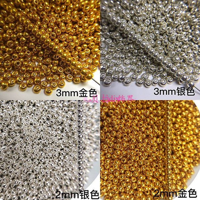 Super high-quality gold, silver and metal electroplated rice beads DIY hand-made beaded material bracelet earring necklace accessories
