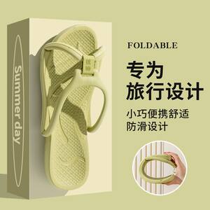 
Folding travel slippers for women in summer portable swimming flip flops bathing disposable hotel business trip sandals for men