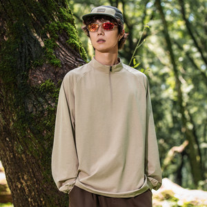 
Eblishungi fashion brand men's outdoor sports style half-zip sun protection quick-drying loose long-sleeved T-shirt top