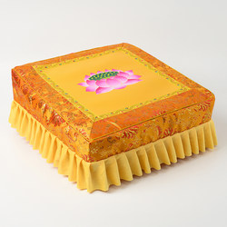 Removable and Washable Solid Wood Kneeling Stool with Exquisite Embroidery, Leather Stool, Yoga Mat, Square Shape, Front High and Back Low Meditation Cushion