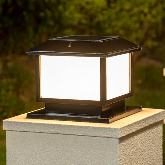 XVZ Lampada solare cappello palo legno, luci solari per esterni, impermeabili, luci solari a LED, decorazione da giardino per giardino, terrazza, recinzione, pali in legno - Bronzo