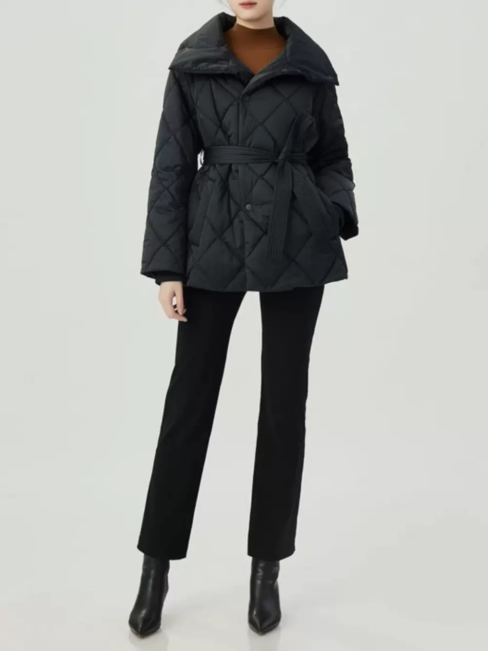 专柜正品哥弟商场同款女装2024秋冬季新款翻领系带新雪丽棉服外套