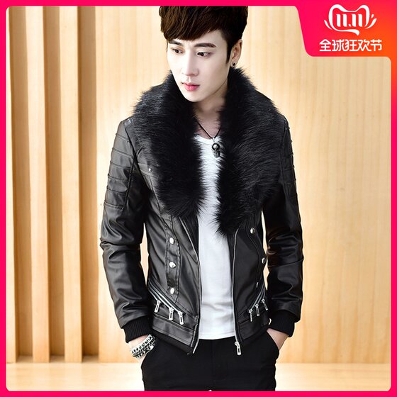 
Leather jacket men's velvet thickened men's native coat winter leather jacket small men's leather jacket early winter leather oil jacket Dong