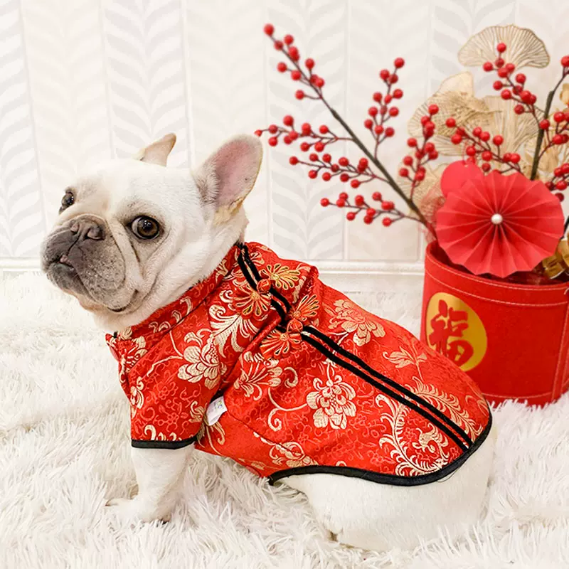 法斗衣服唐装新年装秋冬装巴哥法牛斗牛犬中型犬