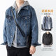 American denim jacket men's spring and autumn loose trendy casual top blue cotton lapel work jacket men
