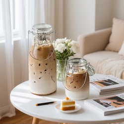 Glass Cup ins Fengnu Coffee Cup, High Aesthetic Value, Transparent Take-Out Tea Cup with Lid, New Model, Special for Drinking Water, Milk Cup