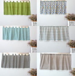 Cotton and Linen Small Curtains Short Window Half Curtain Door Curtain Cabinet Curtain Dustproof Bedroom Bathroom Small Fresh Simple Fabric Hook Type