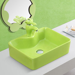 Kindergarten Children's Colorful Ceramic Washbasin Square Countertop Basin Cartoon Small Bathroom Washbasin Sink