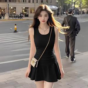 
Summer new sexy sleeveless skirt petite vest dress female slim temperament high-end A-line skirt