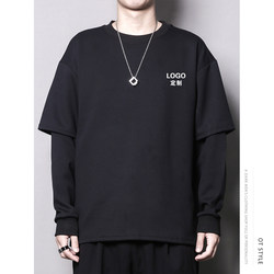 High-Quality Hairdressing Assistant Technician Autum Fashion Black Long-Sleeved Fake Two-Piece Pullover Japanese Style Work Clothes and Sweatshirts