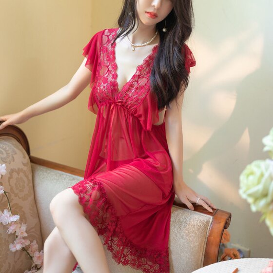 Increase size 200*0.5kg nightgown pajamas for women in spring and autumn summer princess style 2023 new high-end short-sleeved mesh
