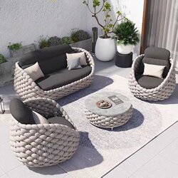 Outdoor Sofa Courtyard Villa Balcony Open-Air Garden Waterproof Sun Protection Rattan Nordic Leisure Sofa Coffee Table Set