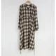 Spot autumn new product versatile retro milk tea plaid dress with waist slimming mid-length skirt
