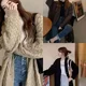 Korean thick moxa lazy style coat in autumn and winter loose slim super long thick cardigan sweater jacket for women
