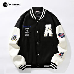 Vbbk Letter Baseball Jacket for Men, Spring, Autumn, and Winter Thickened ins Trendy Couple Youth Casual Oversized Jacket