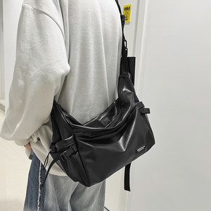 Japanese tide brand messenger bag men ins tide leisure PU oblique span shoulder bag large -capacity sports backpack men's bag