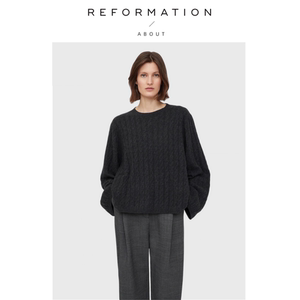 
[Ready Stock]About Reformation Retro Cable Wool Sweater Women's Loose Fit Pullover Top