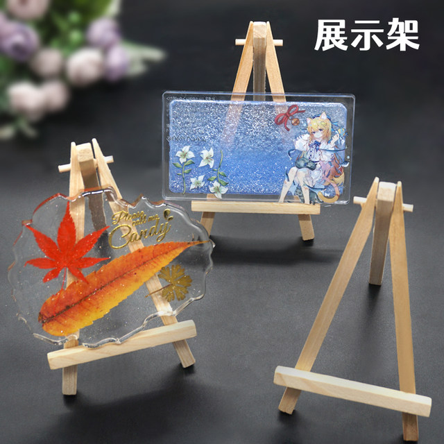 Mengchu hand-made flow linen display stand wooden tripod glue dried flower coaster decorative ornaments diy material bracket