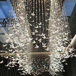 Luxury Butterfly Crystal Chandelier for Duplex Houses, Living Room, Open-Air Villa Lobby, Dining Room, Open Staircase Decoration Lighting Fixtures