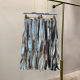 Retro ink tie-dyed pleated skirt for women in summer drooping pleated and smudged wrinkled mesh A-line long skirt