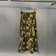 High-end retro ink printed skirt for women in summer drooping high waist hip slimming A-line mid-length slit long skirt