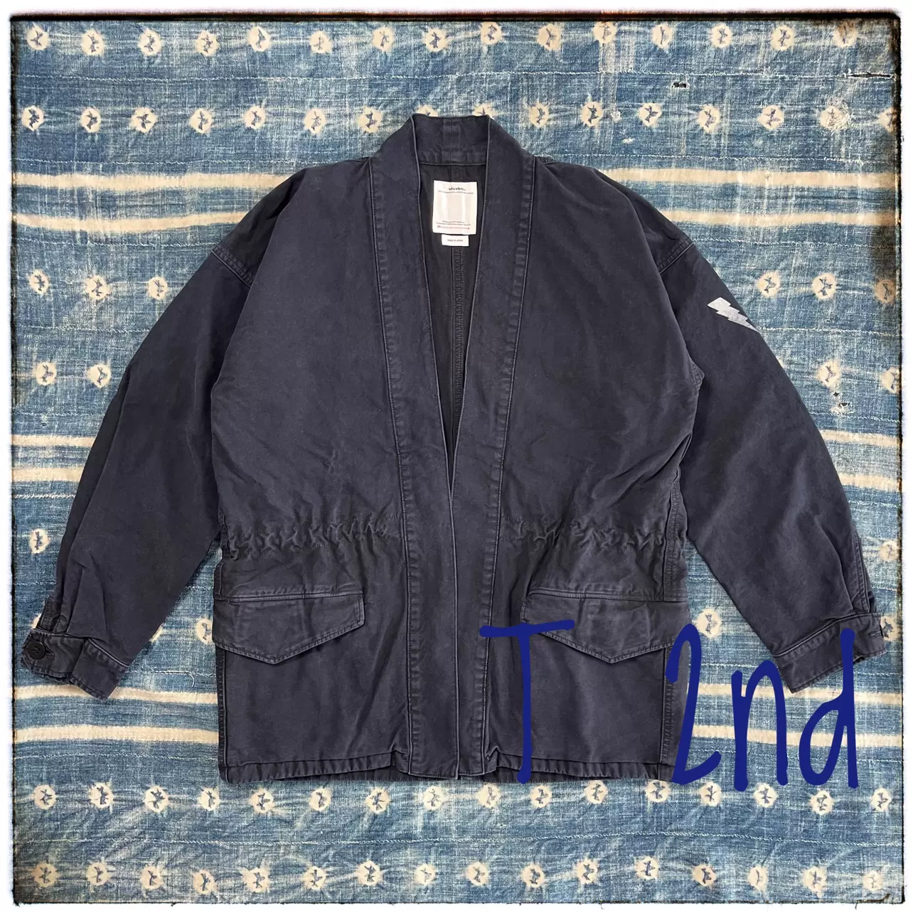 现货VISVIM 18AW SANJURO BENNY JKT 道袍无领夹克水洗做旧-Taobao