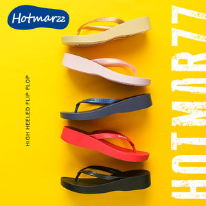 Thick -bottomed character Drag female wears high -heeled beach slopes and hicks showing high cold slippers Fashion waterproof table anti -slip vacation