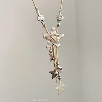 Retro old star tassel long necklace for women's bohemian niche sweater chain sweet and cool versatile accessories