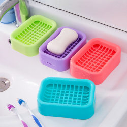 Double-layer practical drain soap dish, soap dish grid soap holder, creative plastic soap dish cleaning supplies
