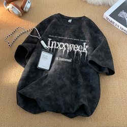 American-Style Tie-Dye Short-Sleeve T-Shirt for Men, Summer 2025 New Trendy Brand, Street Style, Casual, Loose, High Street, Plus-Size Clothing