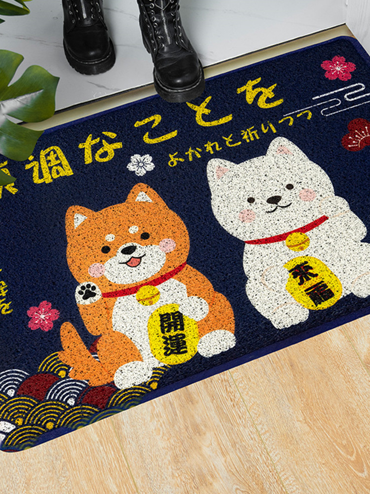 起贝 日式橙色柴犬蹭脚地垫