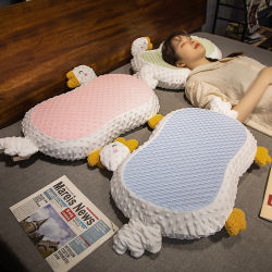 Cute Pillow Memory Foam Cat Belly Pillow to Protect the Cervical Spine and Help Sleep, Suitable for Students, Dormitories, Girls, and Children, Bean Pillow with Pillowcase