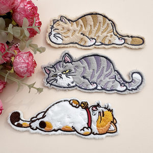 
Cartoon cat plush embroidery cloth patch children's clothes decoration patch down jacket pants ripped repair self-adhesive patch