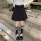 Large size fat MM black suit skirt for women in autumn and winter new pear-shaped body with hips and high waist A-line pleated skirt