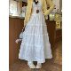 Xiaojijia large size women's spring new sweet white cake skirt lace spliced ​​hook flower a-line skirt skirt

