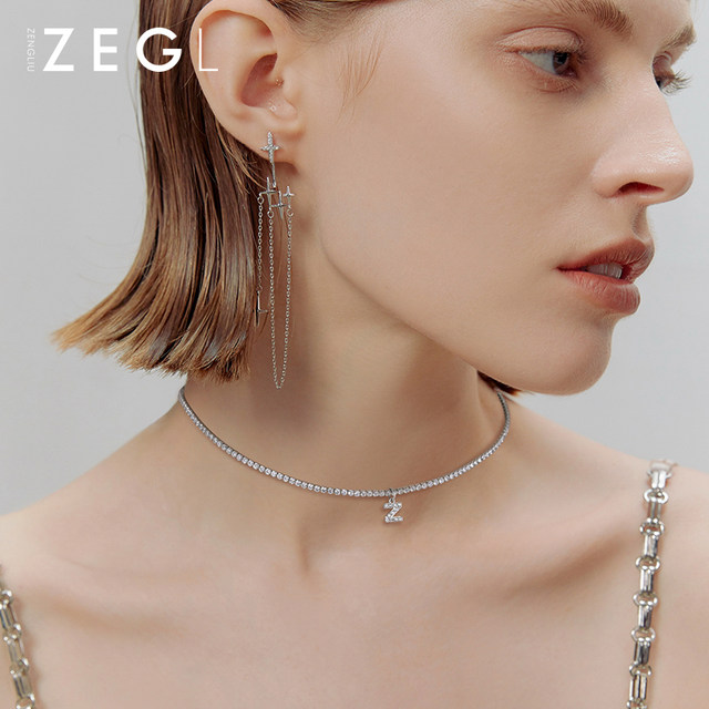 ZENGLIU letter D necklace for women ins simple and cold style personalized pendant temperament versatile internet celebrity collarbone chain