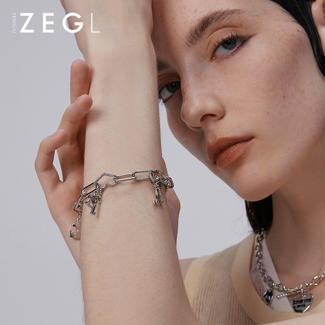ZENGLIU designer patchwork 925 silver letter pendant bracelet for women autumn and winter DIY beaded accessories light luxury niche