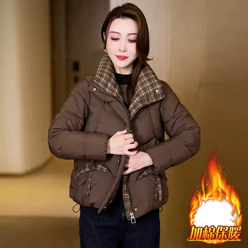 冬季中年妈妈棉衣外套短款时尚洋气棉服女冬宽松立领2024新款棉袄