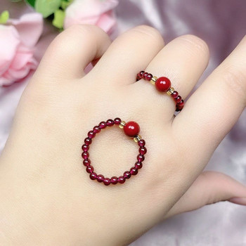 
New Cinnabar Transportation Ring Niche Ring Rings Fashion Natural Garnet Waterproof Hand-woven Women's Style