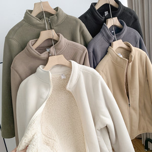 
Japanese single 2025 autumn and winter new couple's double-layer composite polar fleece sherpa warm stand-up collar jacket