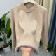 Mom's winter clothing fashionable velvet thickened bottoming shirt for middle-aged and elderly women around 50 years old warm sweater middle-aged top clothes