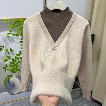 Western Mother Winter Winter and Velvet Sweat Fake two tops
