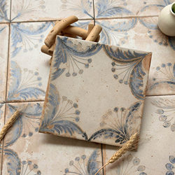 Vintage-Style Distressed Small Floral Tiles 200 Tiles for Restaurant, Kitchen, Balcony, Garden, Courtyard, Bathroom, and Restroom Wall and Floor Tiles